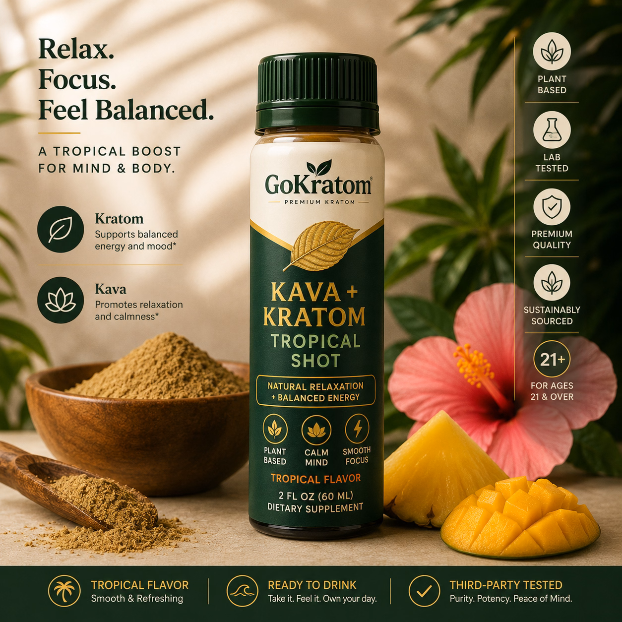 Kava + Kratom Tropical Shot